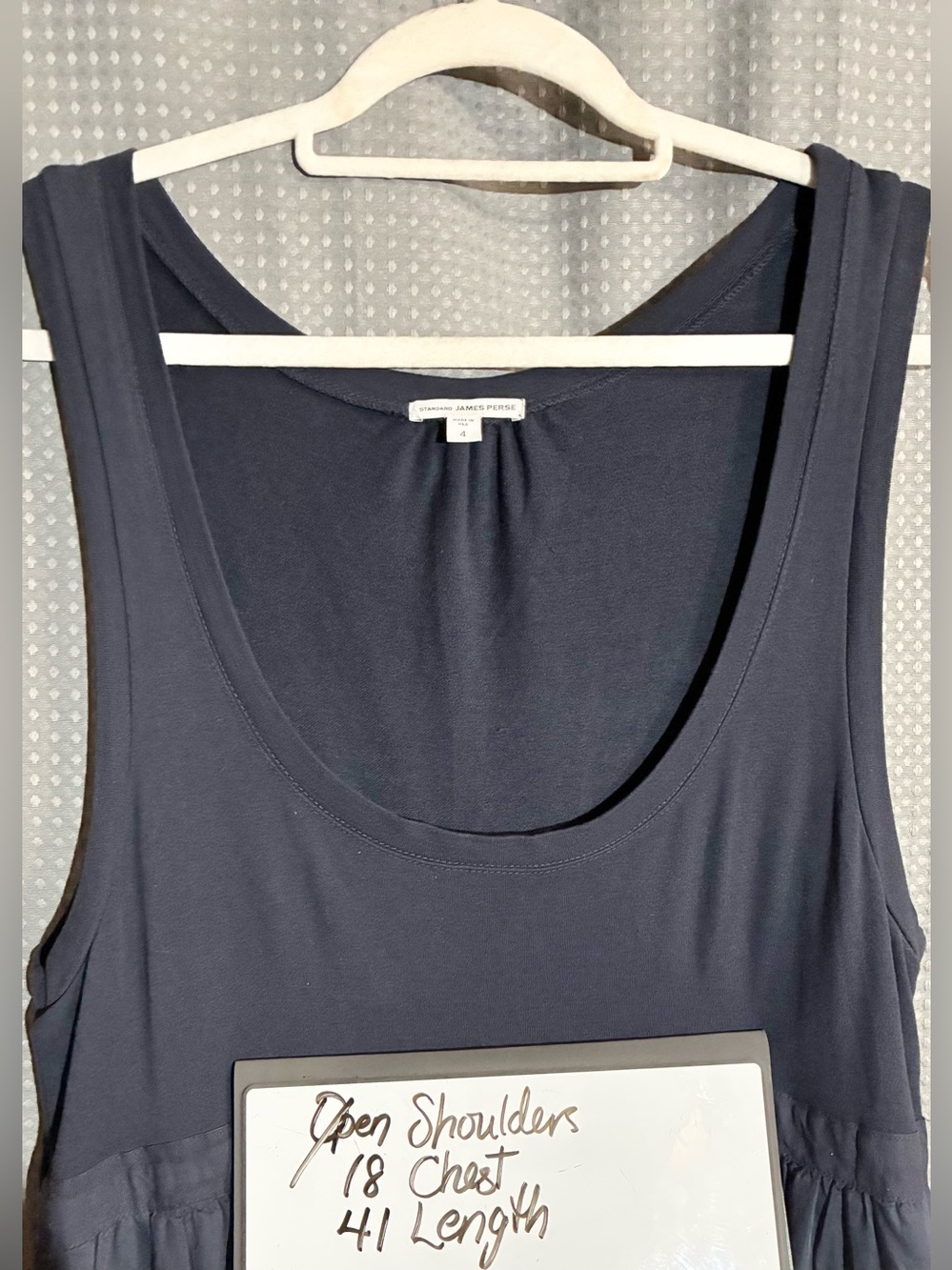 Standard James Perse Mix Media Dress Sz 4 Blue Pockets Minimalist Staple USA - Picture 2 of 11